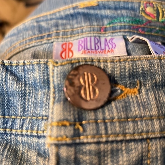 Bill Blass Jeans Wide Leg Capris Embroidered Size 8 - Picture 5 of 11